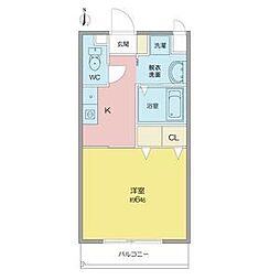 さくら館大秋 1Kの間取図画像
