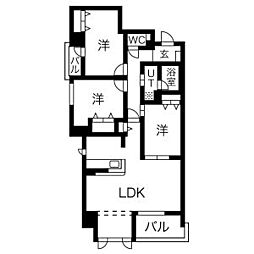 コルティーレマルフク 3LDKの間取図画像
