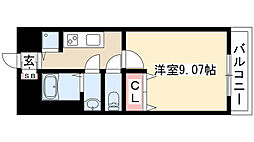 プレストンズ新栄 1Kの間取図画像