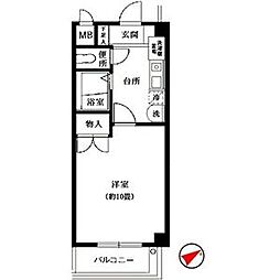 カーサ新栄 1Kの間取図画像