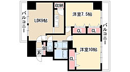 石町マンション 2LDKの間取図画像