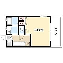 フォーブル平和が丘 1Kの間取図画像
