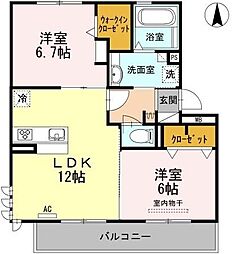 エスポワール3 2LDKの間取図画像