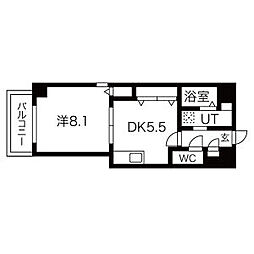 プライムコート栄生 1DKの間取図画像