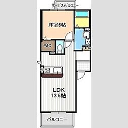アンジュ 1LDKの間取図画像