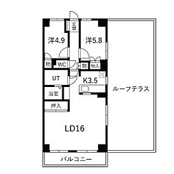 杁中スカイタウンB棟 2LDKの間取図画像