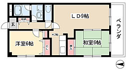 カルム植田 2LDKの間取図画像