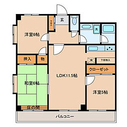 貴船ビル 3LDKの間取図画像