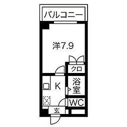 プロビデンス泉 1Kの間取図画像