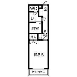 ドミトール高針台 1Kの間取図画像