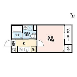 エスポワール露橋 1Kの間取図画像