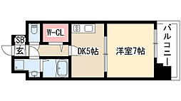 プレサンスジェネ栄 1DKの間取図画像