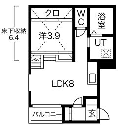 clover山王base 1LDKの間取図画像