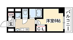 プレサンス鶴舞グリーンパーク ワンルームの間取図画像