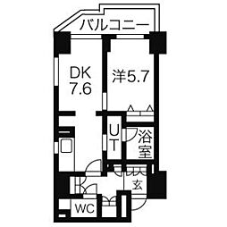 CASSIA車道 1DKの間取図画像