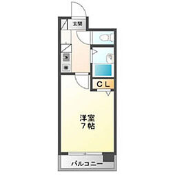 エステート記念橋 1Kの間取図画像
