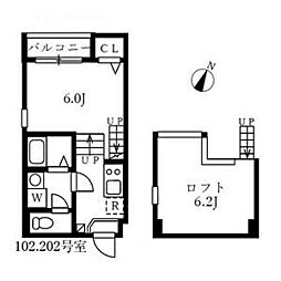 ハーモニーテラス木之免町2 1Kの間取図画像