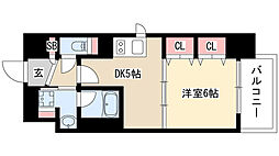 エステムコート名古屋栄プレシャス 1DKの間取図画像