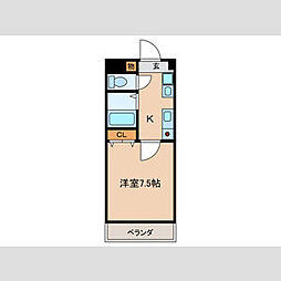 プラザハイツもとき 1Kの間取図画像