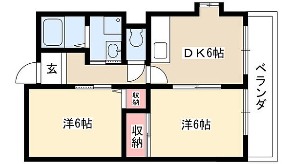 ビラ・富が丘 201｜愛知県名古屋市名東区富が丘(賃貸マンション2DK・2階・52.06㎡)の写真 その2