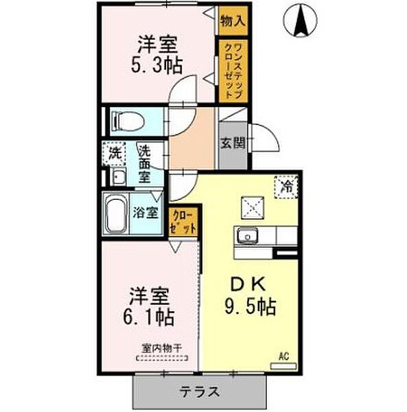 ファミールシミズ　Ｄ 102｜愛知県名古屋市中川区供米田３丁目(賃貸アパート2DK・1階・49.21㎡)の写真 その2