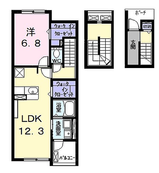 Ｋａｌｍｉａ（カルミア） 302｜愛知県名古屋市中川区服部２丁目(賃貸アパート1LDK・3階・59.21㎡)の写真 その2