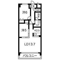メープルコート 2LDKの間取図画像