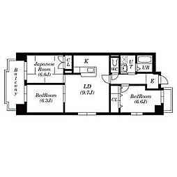 ユーハウス鶴舞2 3LDKの間取図画像