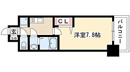 プレサンス丸の内雅殿 1Kの間取図画像