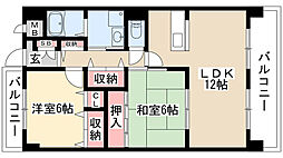 グランデージ竹越 2LDKの間取図画像