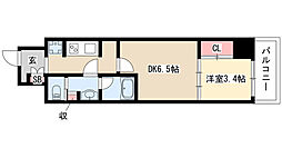 パークアクシス名古屋山王 1DKの間取図画像