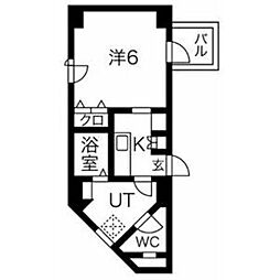 サンシャイン中郷 1Kの間取図画像