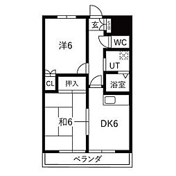 アーバンCoh 2DKの間取図画像