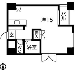 YK50 ワンルームの間取図画像