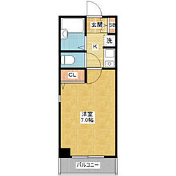 第6ハセビル 1Kの間取図画像