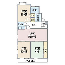 ドミール小田井B棟 3LDKの間取図画像