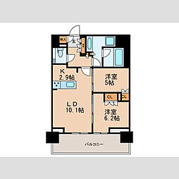 プラウドタワー名古屋丸の内 2LDKの間取図画像