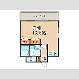名駅キクイビル ワンルームの間取図画像