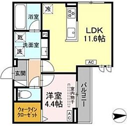 ルヴィータ高道 1LDKの間取図画像