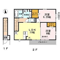 シュエット2 2LDKの間取図画像