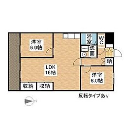 パークタウン小田井 2LDKの間取図画像