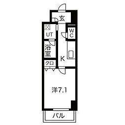 カーサニア尾頭橋 1Kの間取図画像