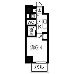 プレサンスSAKAE白川公園2 1Kの間取図画像