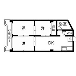 第二協和コーポ 3DKの間取図画像
