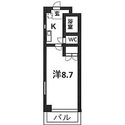 春里壱番館 1Kの間取図画像