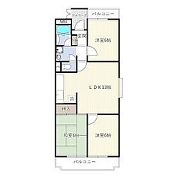 INOVE高畑 3LDKの間取図画像