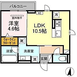 エクラノーブル 1LDKの間取図画像