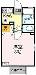 アバンサール 1Kの間取図画像
