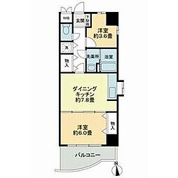 グリーンハイツ新道 2DKの間取図画像