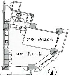 アルカディーナ京町堀 12階1LDKの間取り